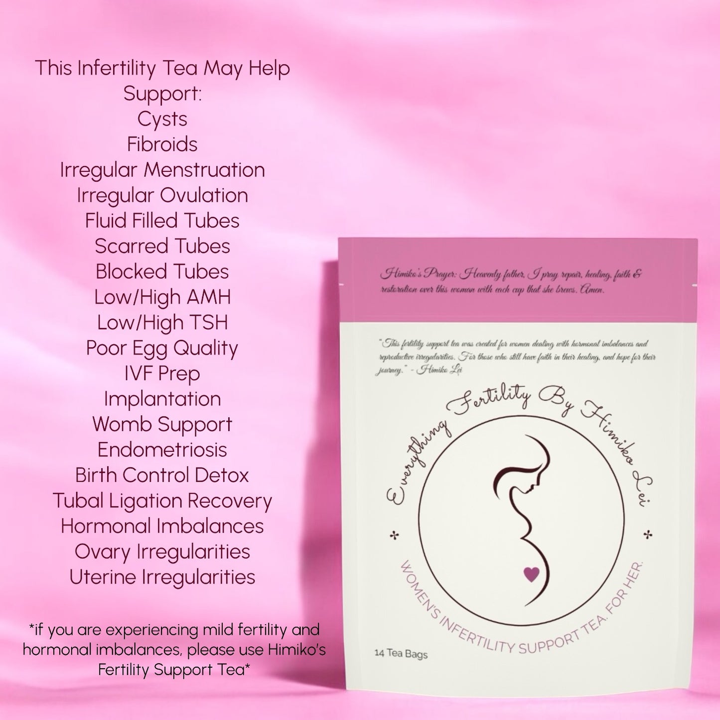 1ST STEP‼️ (2) Pack Bundle Of Women’s Fertility Tea By Himiko Lei WITH SERRAPEPTASE & UNLIMITED 6 Month CONSULTS‼️ (Tubal Ligations, Scar Tissue & Wound Repair, Hormonal Imbalances, Ovary & Uterus Repair, PCOS, Fibroids, Endometriosis, Etc.,)